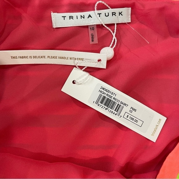 TRINA TURK NWT Size 10 High Rise Rico Striped Jacquard Mini Skirt Pink/Green - Picture 15 of 16